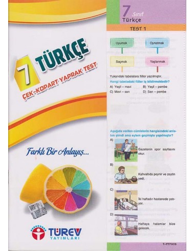 Türev Yayınları 7. Sınıf Türkçe Çek-Kopart Yaprak Test