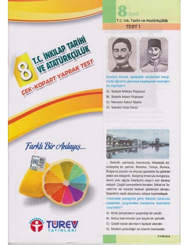 Türev Yayınları 8. Sınıf T.C. Inkılap Tarihi ve Atatürkçülük Çek-Kopart Yaprak Test