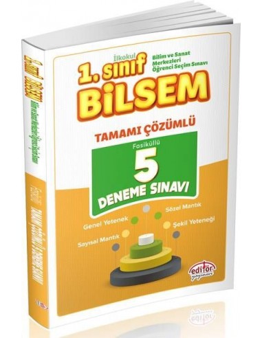 Editör Yayınları 1.Sınıf BİLSEM Çözümlü 5 Deneme Sınavı