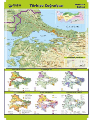 Marmara Bölgesi Haritası (70x100) - Gürbüz Yayınları