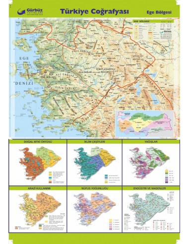 Ege Bölgesi Haritası (70x100) - Gürbüz Yayınları