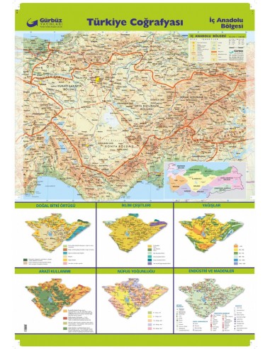 İç Anadolu Bölgesi Haritası (70x100) - Gürbüz Yayınları