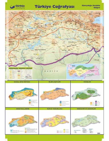 Güneydoğu Anadolu Bölgesi Haritası (70x100) - Gürbüz Yayınları