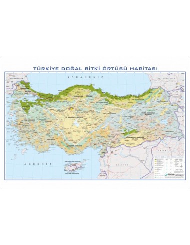 Türkiye Doğal Bitki Örtüsü Haritası (70x100) - Gürbüz Yayınları