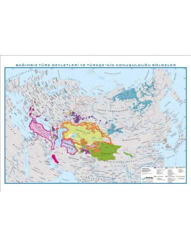 Bağımsız Türk Devletleri Haritası (70x100) - Gürbüz Yayınları