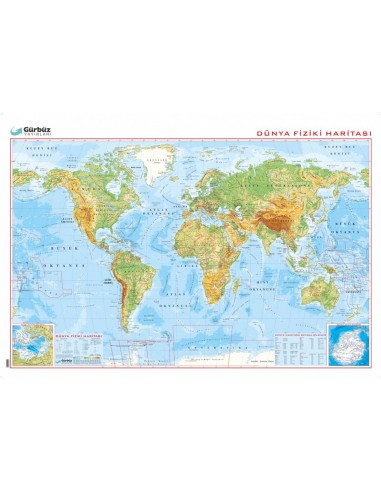 Dünya Fiziki Haritası (70x100) - Gürbüz Yayınları