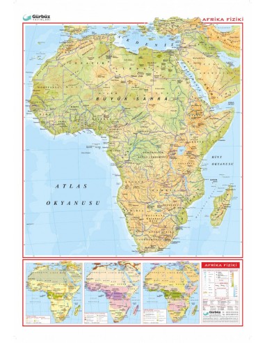 Afrika Fiziki Haritası (70x100) - Gürbüz Yayınları