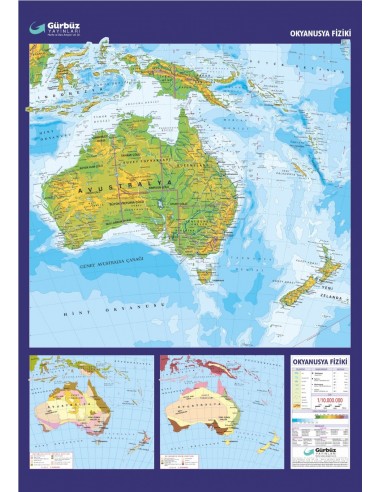 Okyanusya Fiziki Haritası (70x100) - Gürbüz Yayınları