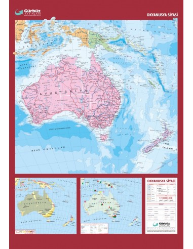 Okyanusya Siyasi Haritası (70x100) - Gürbüz Yayınları