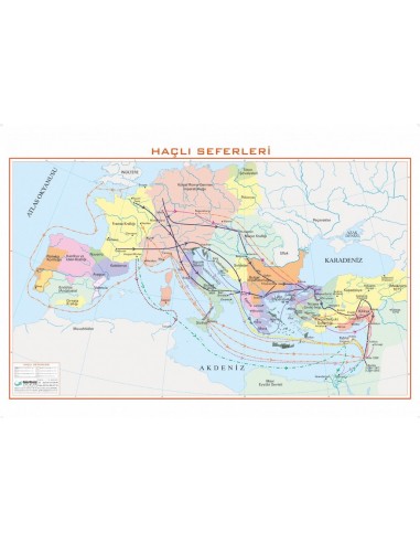 Haçlı Seferleri Haritası (70x100) - Gürbüz Yayınları