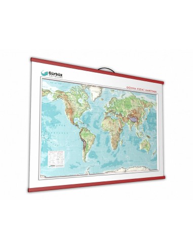 Kabartma Dünya Fiziki Haritası (70x100) - Gürbüz Yayınları