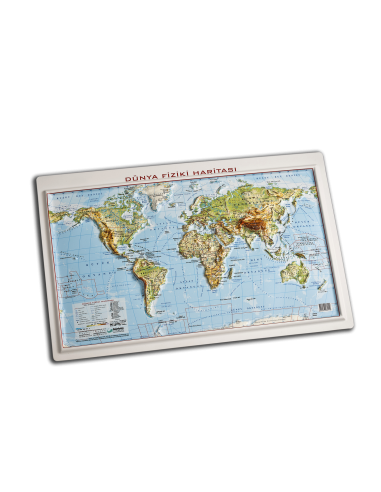 Kabartma Dünya Fiziki Haritası (35x50) - Gürbüz Yayınları