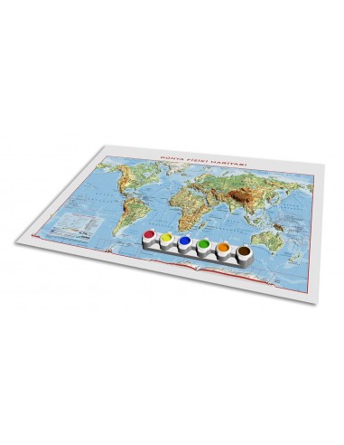 Kabartma YAP - BOY Dünya Fiziki Haritası (35x50) - Gürbüz Yayınları