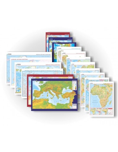 Dünya Coğrafyası 16'lı Harita Seti (70x100) - Gürbüz Yayınları