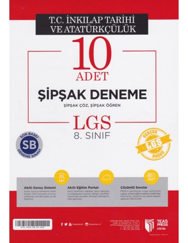 Teas Press 8. Sınıf LGS Türkçe 10 Adet Şipşak Deneme
