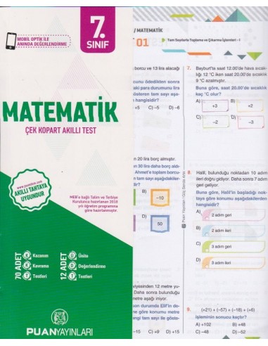 Puan Yayınları 7.Sınıf Matematik Çek Kopart Akıllı Test