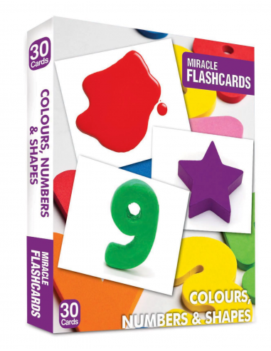 Colours Numbers and Shapes Miracle Flashcards 30 Cards - MK Publications