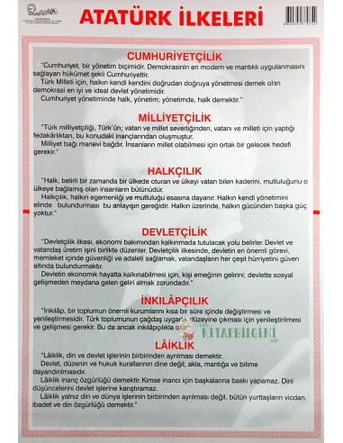 Atatürk İlkeleri Levhası (35 x 50 cm) - Kocaoluk Yayınları
