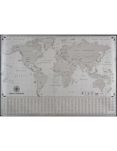 Kazınabilir Dünya Haritası (70x100 cm) - Gürbüz Yayınları
