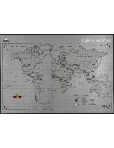 Kazınabilir Dünya Haritası (35x50 cm) - Gürbüz Yayınları