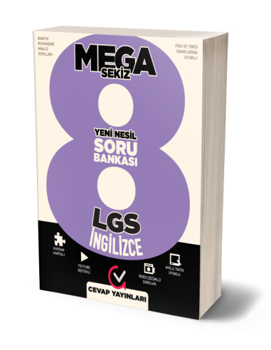 Cevap Yayınları 8. Sınıf LGS MEGA 8 İngilizce Soru Bankası