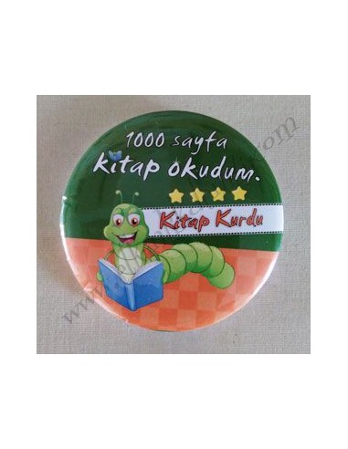 Mudu Kitap Kurdu Rozeti 58mm - 1000 Sayfa