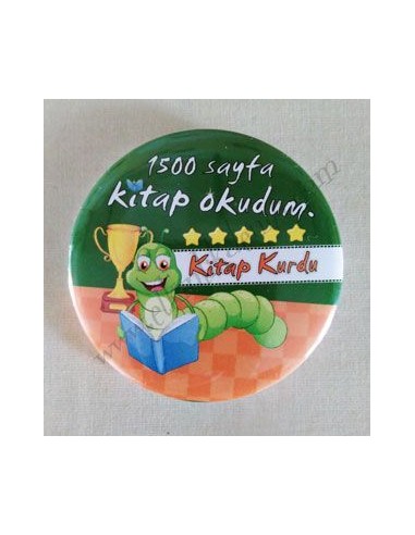 Mudu Kitap Kurdu Rozeti 58mm - 1500 Sayfa