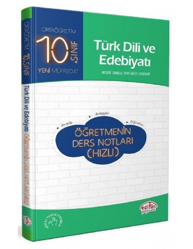 Editör 10. Sınıf Türk Dili ve Edebiyatı Öğretmenin Ders Notları (Hızlı)