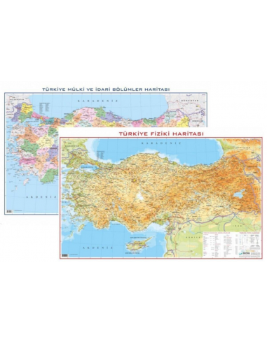Gürbüz Yayınları Türkiye Fiziki+Siyasi Haritası Çift Taraflı