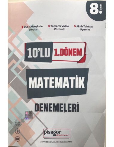 Zeka Küpü Yayınları  Pisagor 8.Sınıf 10 lü 1.Dönem Matematik Deneme