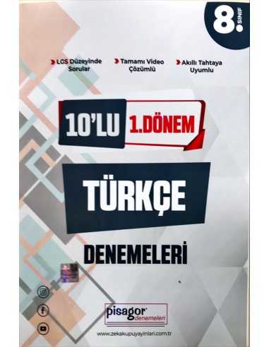 Zeka Küpü Yayınları  Pisagor 8.Sınıf 10 lü 1.Dönem Türkçe Deneme